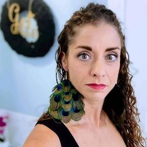 Large Handmade Peacock Eye Feather Earrings